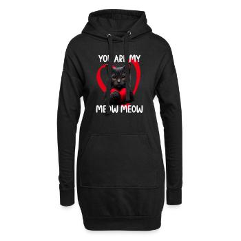 Tu es mon Meow Meow Cat - Sweat-shirt à capuche long Femme - noir - Devant