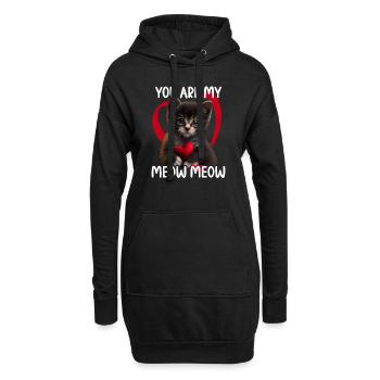 Tu es mon Meow Meow Cat - Sweat-shirt à capuche long Femme - noir - Devant