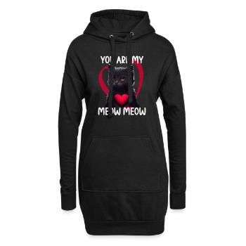 Tu es mon Meow Meow Cat - Sweat-shirt à capuche long Femme - noir - Devant