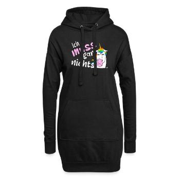 Ich muss gar nichts, lustiges Einhorn - Hoodie-Kleid - Schwarz - Vorne