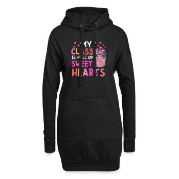 Ma classe est pleine d’école de professeurs de cœurs doux - Sweat-shirt à capuche long Femme - noir - Devant