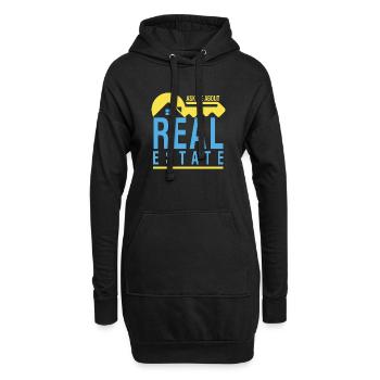 Posez-moi des questions sur le mode de vie d’Immobilienmakle - Sweat-shirt à capuche long Femme - noir - Devant