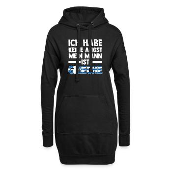 Ich habe keine Angst mein Mann ist Grieche - Hoodie-Kleid - Schwarz - Vorne