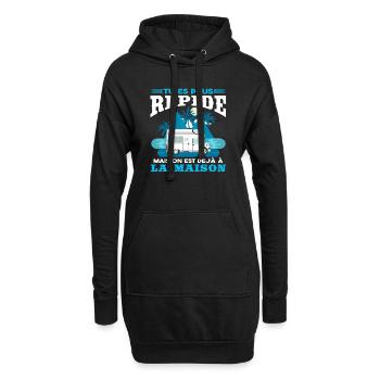 Camping-Car Cadeau - Sweat-shirt à capuche long Femme - noir - Devant