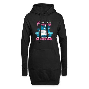 Camping-Car Humour Camper Campeuse - Sweat-shirt à capuche long Femme - noir - Devant