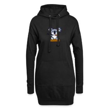 süßer Koala Bär Mädchen isst Nudeln mit Stäbchen - Hoodie-Kleid - Schwarz - Vorne