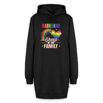 Regenbogenschafe - Hoodie-Kleid - Schwarz - Vorne
