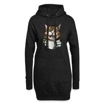 Chat de mauvaise humeur drôle - Sweat-shirt à capuche long Femme - noir - Devant