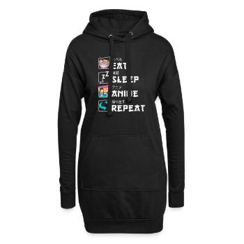 Mignon japonais Eat Sleep Anime Répéter Manga - Sweat-shirt à capuche long Femme - noir - Devant