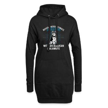 Alaskan Malamute Hund - Hoodie-Kleid - Schwarz - Vorne