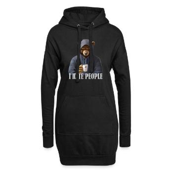 Muffeliger Bär mit Kaffee und luistigem Spruch - Hoodie-Kleid - Schwarz - Vorne