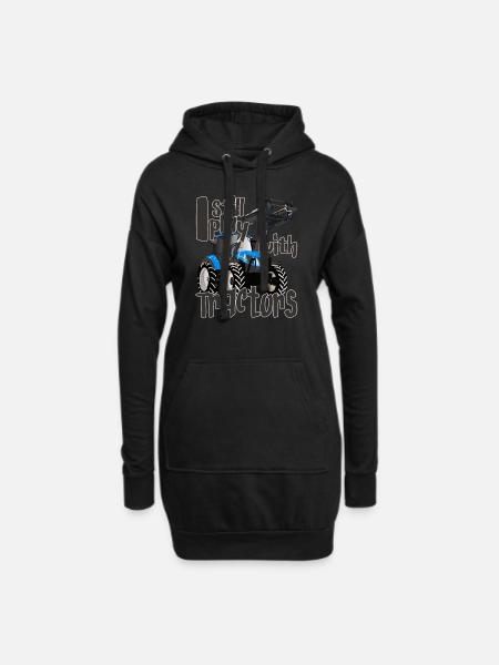 Ich spiele immer noch mit coolen blauen Traktoren - Hoodie-Kleid - Schwarz