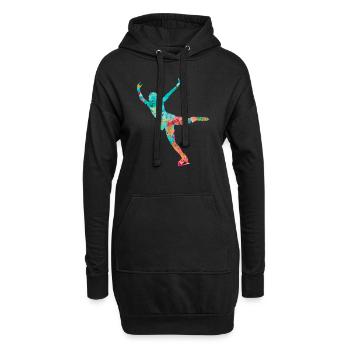 Eiskunstlauf PopArt - Hoodie-Kleid - Schwarz - Vorne