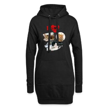 Ich liebe Katzen, ich liebe Katzen, ich liebe Kätzchen - Hoodie-Kleid - Schwarz - Vorne