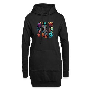 Hippie Festival Liebe Vintage Friedenszeichen - Hoodie-Kleid - Schwarz - Vorne