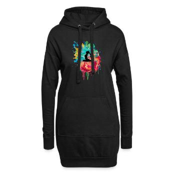 Yoga et Pilates dans PopArt - Sweat-shirt à capuche long Femme - noir - Devant
