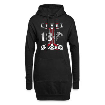 Level 18 Unlocked - Hoodie-Kleid - Schwarz - Vorne