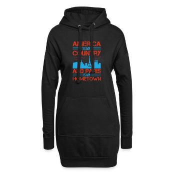 L’AMÉRIQUE EST MON PAYS ET PARIS EST MA VILLE NATALE - Sweat-shirt à capuche long Femme - noir - Devant