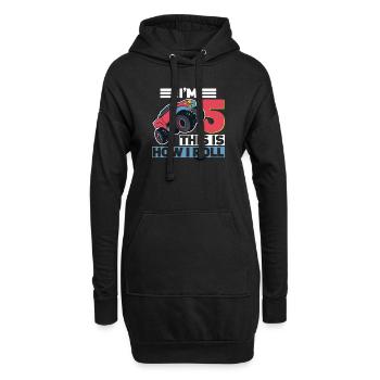 Boys 5 Years Old 5th Birthday Monster Truck - Hoodie Dress - black - Front