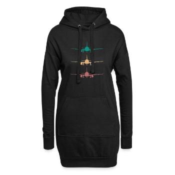 Flugzeug Retro Design 3 farben / für piloten - Hoodie-Kleid - Schwarz - Vorne