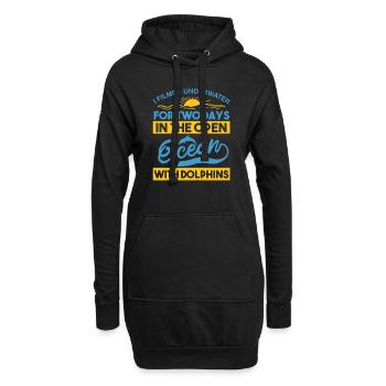 ZWEI TAGE IM OFFENEN MEER MIT DELFINEN - Hoodie-Kleid - Schwarz - Vorne