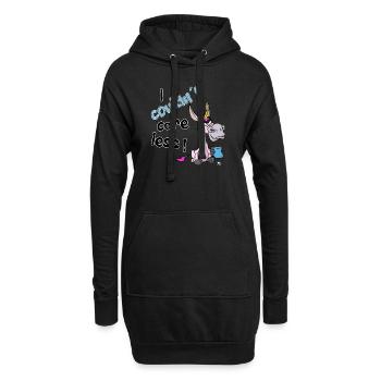 Je m’en fous. Drôle de licorne âne - Sweat-shirt à capuche long Femme - noir - Devant