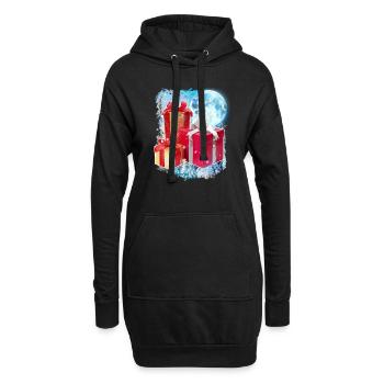 3 cadeaux de lune drôle de Noël Père Noël Jeu de mots - Sweat-shirt à capuche long Femme - noir - Devant