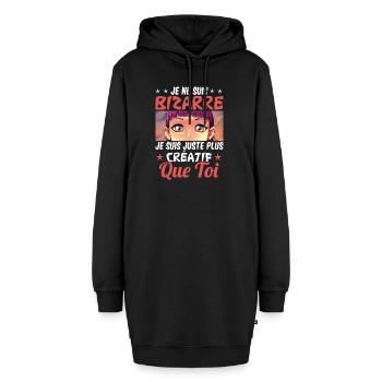 Manga Humour Anime Cadeau - Sweat-shirt à capuche long Femme - noir - Devant