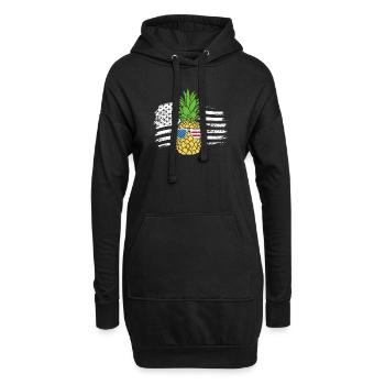 Ananas Sonnenbrille 4. Juli US Patriotisch Aloha - Hoodie-Kleid - Schwarz - Vorne