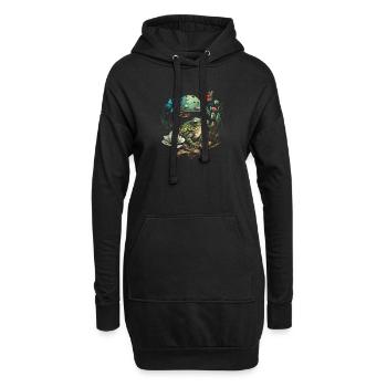 Cottagecore Aesthetic Frog Mushroom Butterflies - Hoodie-Kleid - Schwarz - Vorne