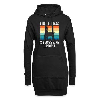 J’aime les alpagas humour alpaga hommes femmes drôle - Sweat-shirt à capuche long Femme - noir - Devant