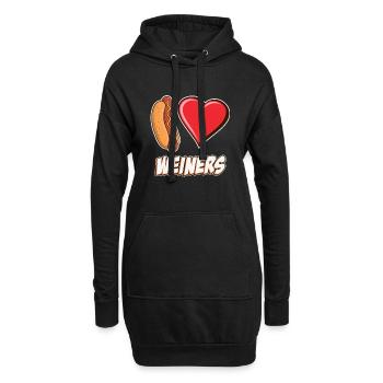 Ich liebe Weiners Hotdog Lovers Welpenherz Lustig - Hoodie-Kleid - Schwarz - Vorne