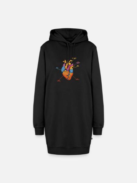 Teile des Herzens - Hoodie-Kleid - Schwarz