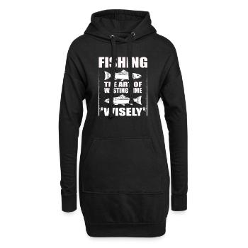 Lustiges Angler Fischer - Hoodie-Kleid - Schwarz - Vorne