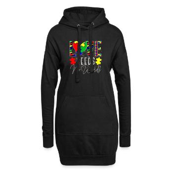 L’amour n’a pas besoin de mots Sensibilisation à l’autisme - Sweat-shirt à capuche long Femme - noir - Devant