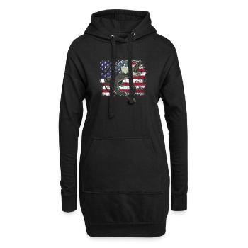 Pêche drapeau américain Vintage USA Bass Fish - Sweat-shirt à capuche long Femme - noir - Devant
