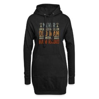 Never Underestimate An Old Man With A Ham Radio - Hoodie Dress - black - Front