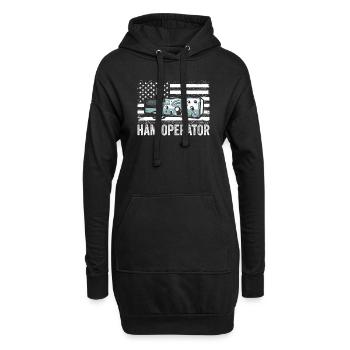 Ham Operator US Flag - Hoodie Dress - black - Front