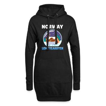 Norwegen Longyearbyen Geschenkidee retro bergen - Hoodie-Kleid - Schwarz - Vorne