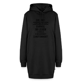 Motorboot - Hoodie-Kleid - Schwarz - Vorne - AI Model Female 172 light (172cm)