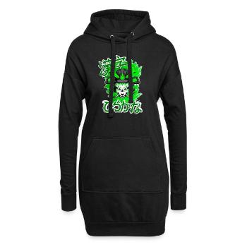 Kitsun Vaporwave Japanische Kami Vaporwave Kitsune - Hoodie-Kleid - Schwarz - Vorne