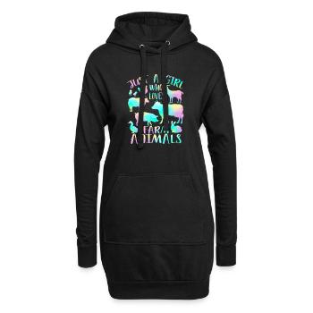 Juste une fille qui aime les animaux de ferme - Sweat-shirt à capuche long Femme - noir - Devant