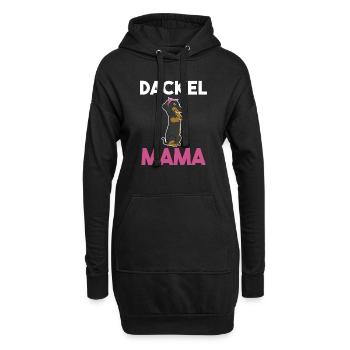 Hund Dackel Mama - Hoodie-Kleid - Schwarz - Vorne