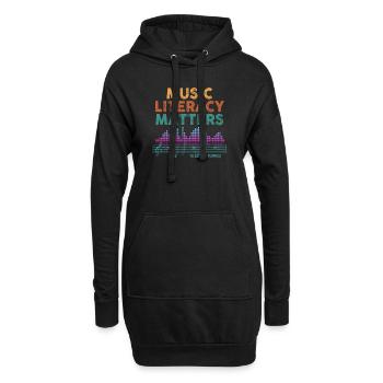 La littératie musicale, ça compte - Sweat-shirt à capuche long Femme - noir - Devant
