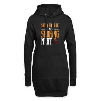 Désolé d’être en retard, je fumais de la viande drôle de fumeur de barbecue - Sweat-shirt à capuche long Femme - noir - Devant