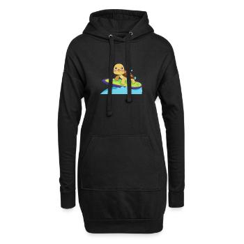 Schildkröte auf surfbrett - Hoodie-Kleid - Schwarz - Vorne