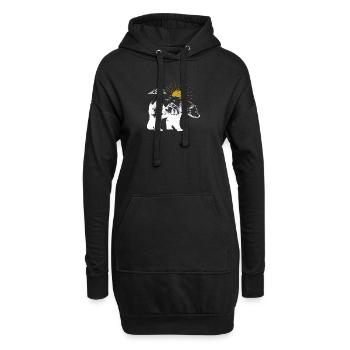 Erforschen Bär Gelbe Sonne Natur Lustig Geocaching - Hoodie-Kleid - Schwarz - Vorne