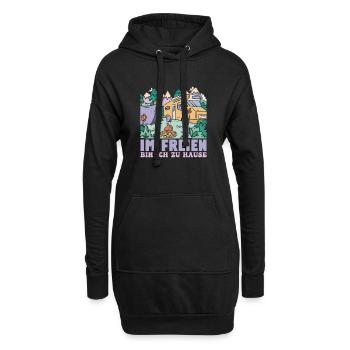 Wohnwagen Wohnmobil Camping Spruch - Hoodie-Kleid - Schwarz - Vorne