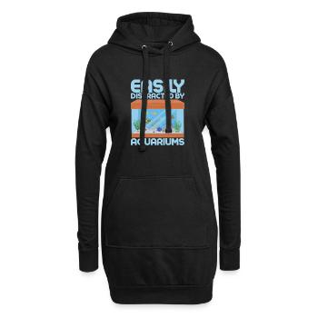 Easily Distracted By Aquariums Fish Keeping Aquari - Hoodie-Kleid - Schwarz - Vorne
