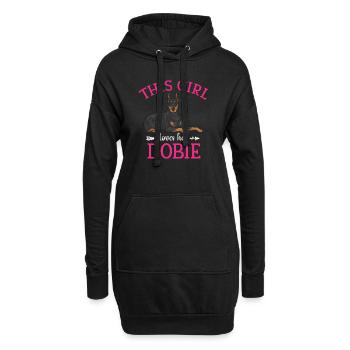 Dobermann Pinscher Hund Dobie - Hoodie-Kleid - Schwarz - Vorne